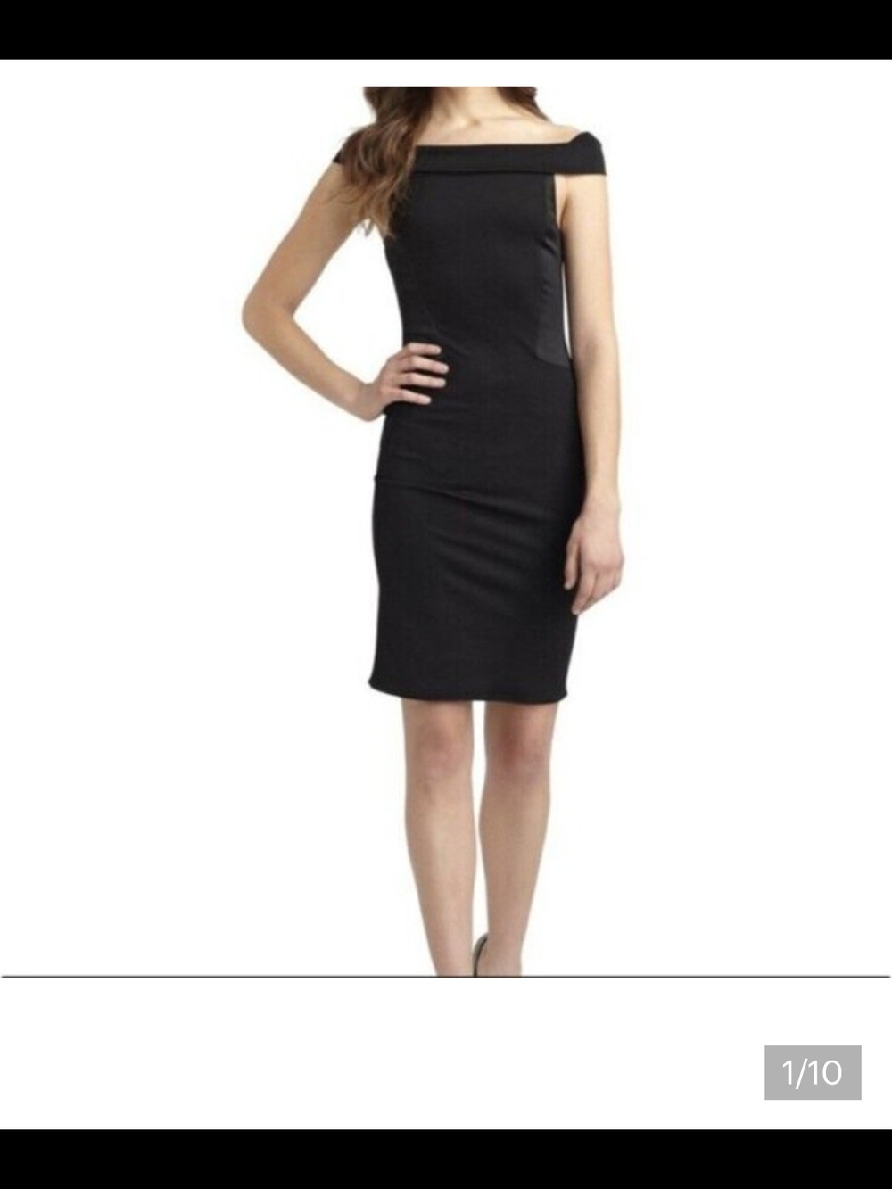 Halston Heritage Black One-Shoulder Sheath Dress